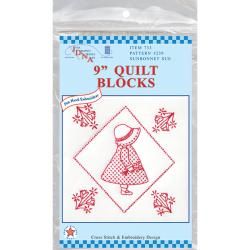 Stamped White Quilt Blocks 9x9 12/pkg sunbonnet Sue
