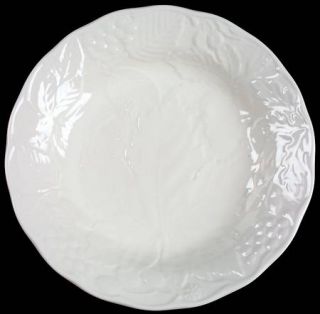 Nikko Woodbury White Salad Plate, Fine China Dinnerware   All White, Embossed Fr