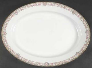 Noritake Portland 16 Oval Serving Platter, Fine China Dinnerware   Blue Scrolls