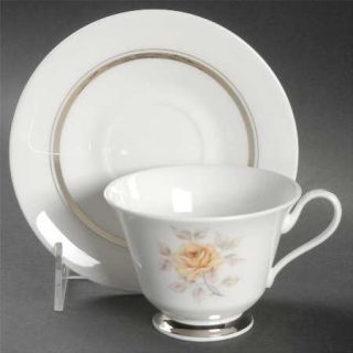 Oxford (Div of Lenox) Sharon Footed Cup & Saucer Set, Fine China Dinnerware   Ta