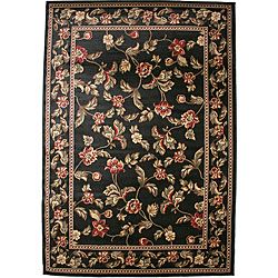 Halle Black Area Rug (710 X 910) (OlefinPile Height 0.4 inchesStyle TransitionalPrimary color BlackSecondary colors Red, blue, green, ivoryPattern FloralTip We recommend the use of a non skid pad to keep the rug in place on smooth surfaces.All rug s