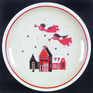 Epoch Holiday Joy 11 Round Platter/Chop Plate, Fine China Dinnerware   Red Band