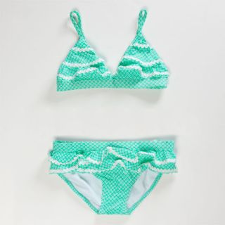 Dot Dot Girls Ruffled Triangle Bikini Seafoam In Sizes 8, 7, 10, 12, 14