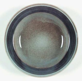 Porsgrund Tundra Rim Soup Bowl, Fine China Dinnerware   Green Band On Gray,Brown