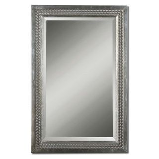 Triple Beaded Silver Leaf Vanity Mirror