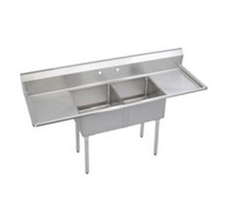 Elkay Sink w/ (2) 18x18x14 in Bowl & 9 in Splash, 18 in L R Drainboard