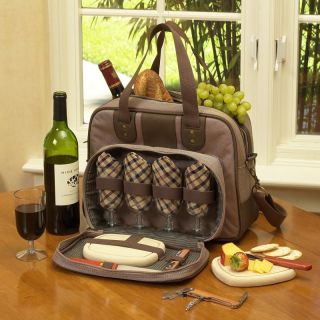 Picnic at Ascot New Hudson Wine and Cheese Picnic Cooler for Four Multicolor  