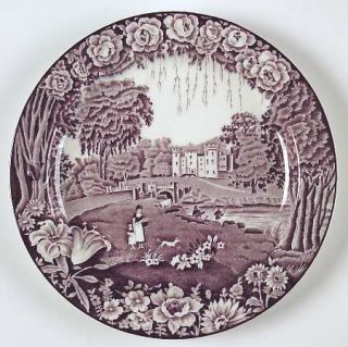 Enoch Wood & Sons Castles Purple Luncheon Plate, Fine China Dinnerware   Purple