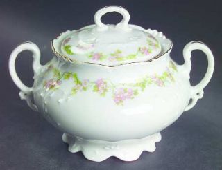 Habsburg Hab1 Sugar Bowl & Lid, Fine China Dinnerware   Pink Flower Garland, Sca