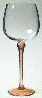 Sasaki Ostia Yellow Water Goblet   Yellow(Amber) Stem W/ Ball, Clear Bowl