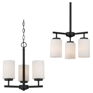 Sea Gull Lighting 3 light Blacksmith Finish Chandelier With Satin Etched Glass