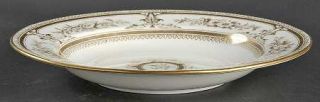 Wedgwood X2830 Large Rim Soup Bowl, Fine China Dinnerware   Gold Flowers & Leave