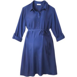 Merona Maternity Rolled Sleeve Shirt Dress   Blue XL