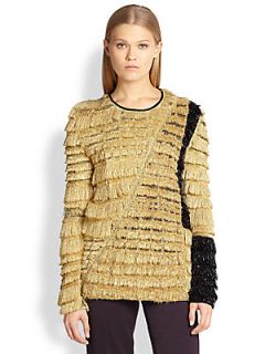 3.1 Phillip Lim Colorblock Metallic Fringe Sweater   Gold/Black