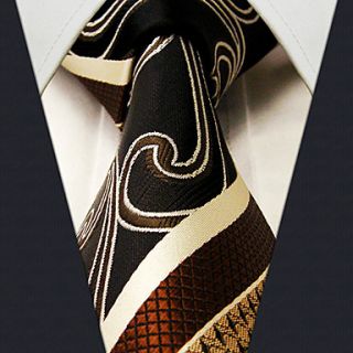 Mens Business Brown Pattern Silk Necktie