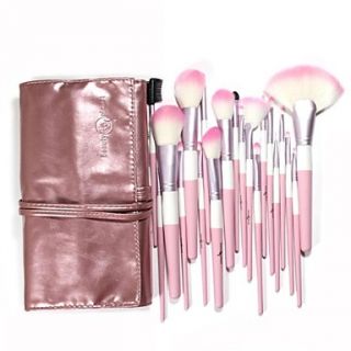 21 Pieces Pink Synthetic Hair Ultra fine Makeup Brushes with Pink Leather Bag