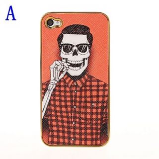 Orange Skull Pattern Pasting Skin Case for iPhone 4/4S