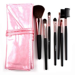 7Pcs Makeup Brush Sets Synthetic Hair with Gorgeous Pwithk Leather Bag
