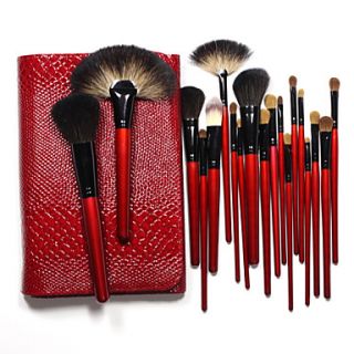 Professional Makeup Brushes Kit 26 Pieces Goat Pony Hair with Crocodile Lether Red bag Top Grade