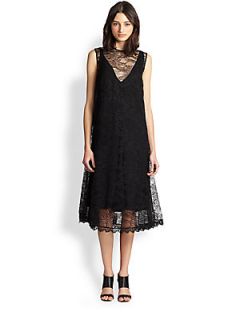 Rachel Comey Sona Sheer Lace Overlay Dress   Black