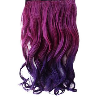 16 Inch Clip in Synthetic Purple Gradient Wavy Hair Extensions with 5 Clips