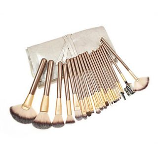 22PCS Nylon Wool Golden Handle Cosmetic Brush Set With Lightning Pattern Bag