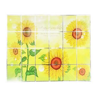 Yellow Sunflower Pattern Oil Proof Sticker, Aluminium Foil 60cm x 90cm