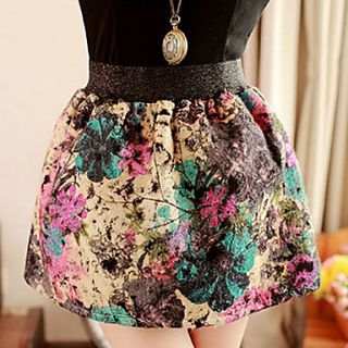 Womens Vintage Flower Pattern Skirt