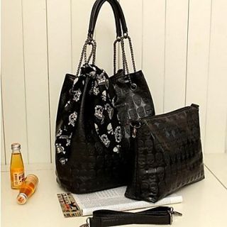 Women Retro Skull Design with Scarves Child Mother Two Totes with Shoulder Strap