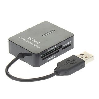 USB 2.0 480Mbps Memory Card Reader for Windows Vista/XP/Me/2000 (Black)