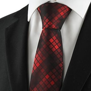 Check Pattern Dark Red Mens Tie Formal Suits Necktie for Wedding