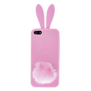 Silicone Soft Case with Rabbit Ears and Fluffy Tail Stand for iPhone 5/5S (Assorted Colors)