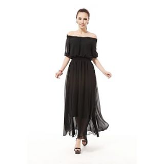 Womens O Neck and Off The Shoulder or One Shoulder Three Wear Chiffon Ball Gown Evening Party Long Dress