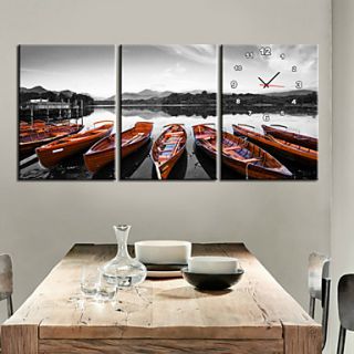 Country Style Lovely Boats Clock in Canvas 3pcs