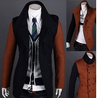 Mens Fashion Double breasted Wool Trench Coat