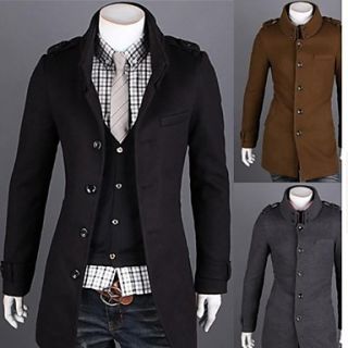 Mens Fashion Double Collar Wool Trench Coat