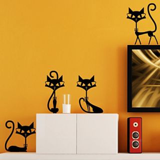 4 Black Fashion Cat Child Bedroom Wall Stickers