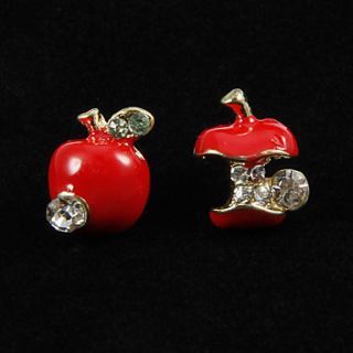 Sweet Alloy Red With Clear Rhinetsone (Asymmetric) Earrings