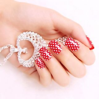 24PCS ABS Lovely Strawberry Full Cover Finger Nail Art Tips