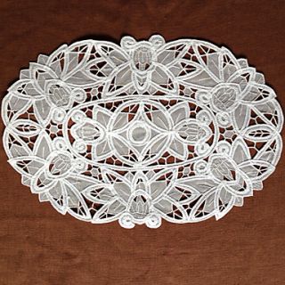 Set of 6 Cutworking Embroidery Oval Placemat, Lace 28X42cm