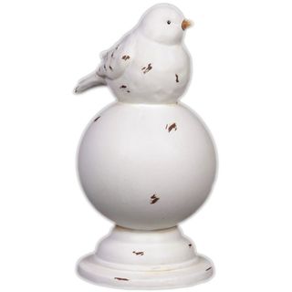 White Antique Finish Ceramic Bird On Stand (CeramicDimensions 9.75 inches high x 5 inches wide x 5 inches deepUPC 877101466017For Decorative Purposes Only)