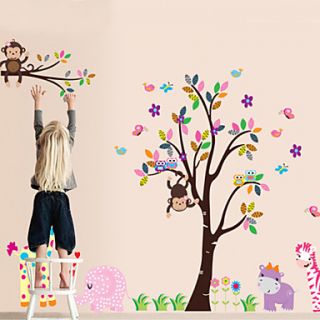 Monkey With Animal Removable Kids Rooms DIY Decoration Wall Stickers