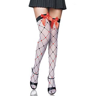 Black and Red Cross Grid Stockings
