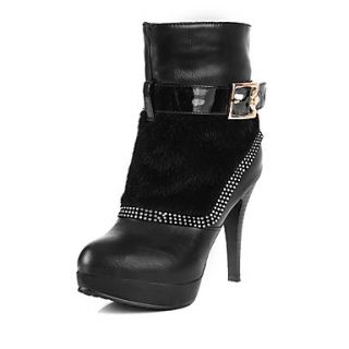 Faux Leather Womens High heel Fashion Sexy Ankle high Boots with Rhinestone (More Colors)