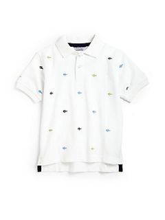 Hartstrings Toddlers & Little Boys Embroidered Fishbone Pique Polo Shirt   Whi