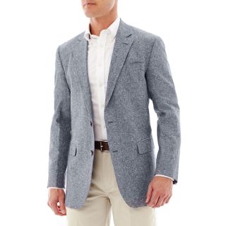 Stafford Linen Cotton Sport Coat, Blue, Mens