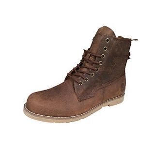 Mens Leather Flat Heel Ankle Combat Boots With Lace up