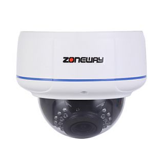 ZONEWAY H.264 1080P Vandal proof Dome IP Camera (ONVIF,RTSP and Multi Screen Software Monitoring)