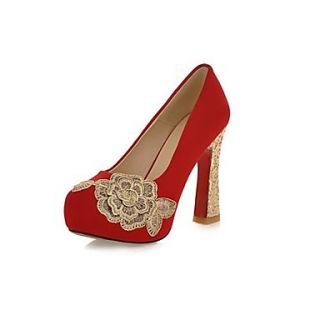 Suede Womens Wedding Chunky Heel Platform Pumps Heels Shoes with Flower (More Colors)