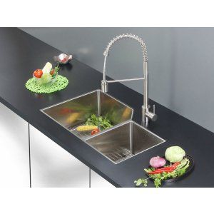 Ruvati RVC2357 Combo Stainless Steel Kitchen Sink and Stainless Steel Set